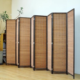 Pawlabay 8 Panel Room Divider Screen,5.6 FT Tall Bamboo Room Divider Folding Privacy Screen,Freestanding Room Divider for Room Seperation,Brown