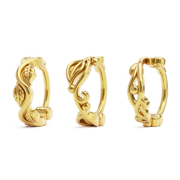 Umanative Design 18K Gold Vermeil Leaf Nose Hoops Set of