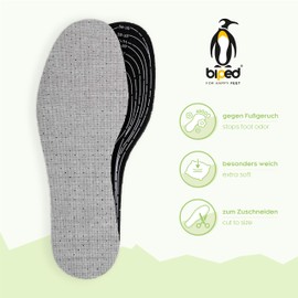 biped 3 Pairs of Children's Activated Carbon Insoles for Sweaty Feet - Latex Insoles for Cutting to Size - Breathable Shoe Insoles for Climate Regulation, for Hygienic Fresh Shoes and Feet z2726, gray