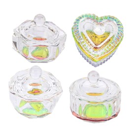 Minkissy 4pcs Glass Dappen Dish for Manicure Multi-shaped Acrylic Liquid Nail Cups Heart Panel for Mixing Nail Powder and Glitter Stylish and Portable