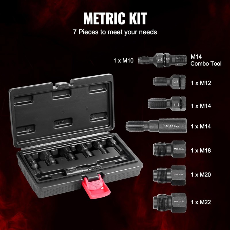 VEVOR 7-Piece Thread Chaser Set, Metric Thread Restorer Tool M10