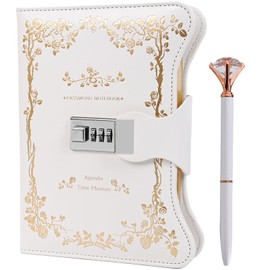 Keyed Notebook, Diary, Password Notebook, Refillable Notebook, B6, Stylish, Cute, Princess Type, Secret Notebook, PU Leather, Students, Girls, Stationery, School Supplies, Anniversary, Birthday, Gift