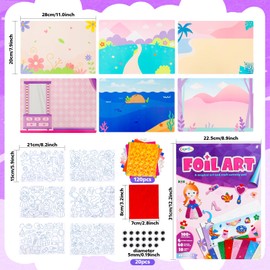 YAOZUP Foil Fun Children, Princess Toy Gifts for Girls, Creative Gifts for Girls, Princess Foil Art for Children, Foil Fun Sticker Toy, Craft Set Children from 4+ Years