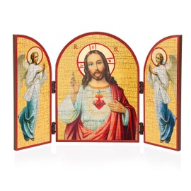 NKlaus Holy Heart Jesus Icon Triptych 25 x 16 cm Christian Picture of Saints Iconography 15849
