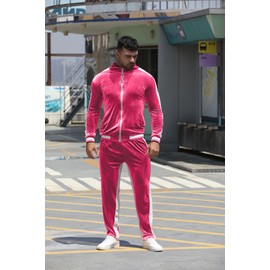 RPOVIG Velour Tracksuit Sweatsuit Velvet:Men's Jogging track suit 2 Pieces Set Zip Up Sweatshirts Jacket Pants