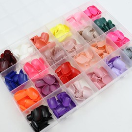 Namvo 576 PCS Medium Coffin False Nails, 24 Colors Acrylic Artificial Glossy Press on Nails Full Cover Short Ballerina False Nail Tips for Women Girls Nail Decorations