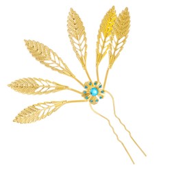 Lureme Gold Hollow Leaf Hairpins for Women,Vintage Alloy Leaves Style Hair Sticks with Rhinestone(hb000016-2)
