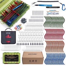Goture 279PCS Wacky Worm Fishing Lure Kit,Bass Fishing Wacky Rig Tool Kit with 5" Soft Plastics Lures,O-Rings,Offset Worm Hooks,Drop Shot Hooks,Weedless Hook,Beads,Weights,Tackle Box,Soft Bait Binder
