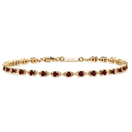 Gem Stone King Red Garnet Tennis Bracelet for Women in 925 Sterling Silver | 1.62 Cttw | Round 2.5MM | Gemstone January Birthstone | 7 Inch