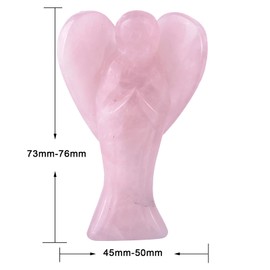 mookaitedecor 3 Inch Rose Quartz Crystal Guardian Angel Ornament with Heart Wings Love Peace Crystal Angel Statue Carved Healing Crystal Angel Gift Pink Angel Figurine Sculpture Spiritual Room Decor