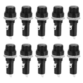 MF-528 Fuse Holder 6 x 30 mm AC 250V 10A Black Screw Cap Panel Mounted Fuse Holder Flat Tube Fuse Base Pack of 10