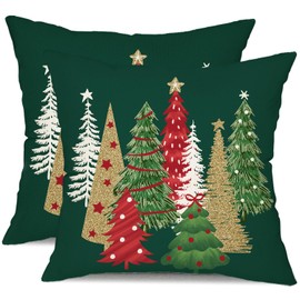 DFXSZ Christmas Pillow Covers 20x20 Inch Set of 2 Christmas Tree Decorative Green Throw Pillows Winter Christmas Decor for Home Couch TH-50B20