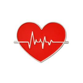 PinMart Red Heart Beat American Heart Month Doctor Nurse Gift Enamel Lapel Pin