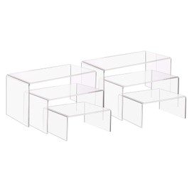 PandaHall Pack of 6 Acrylic Display Riser Stand U-Shaped Jewellery Display Holder Clear Acrylic Display Stand Holder 3 Steps Clear Riser Shelf Display Case for Jewellery Display Store Fixture Table Decoration