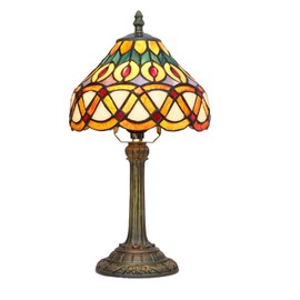 Hobaca Beleuchtung Traditionelle Tiffany-Stil Tischlampen 14,4" Hoch Blühende Antike Glasmalerei Lampe Für Wohnzimmer Schlafzimmer Haus Nachttisch Nachttisch Home Office