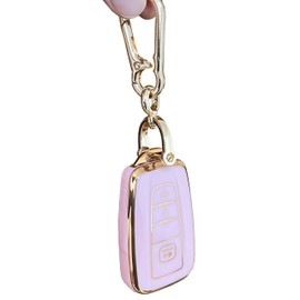 QIXIUBIA Pink for Toyota Key Fob Cover with Keychain Fits for Toyota Camry RAV4 Highlander Corolla Avalon C-HR Prius GT86 Smart Key (3-Button)