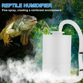 CAPASTEC 4L Reptile Fogger, Leak-Proof Design, Reptile Humidifier with Hose, Single/Dual Fog Output, White, 1 Set