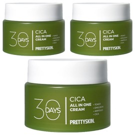 Pretty Skin 30 Days All-in-One Cica Soothing Moisture Cream, 3, 100ml / 프리티스킨 30 Days 올인원 시카 진정 수분크림, 3개, 100ml