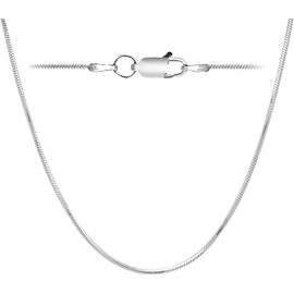 Italian Fashions 925 Sterling Silver Italian 1mm,1.2mm,1.4mm,1.6mm Snake Chain Crafted Necklace Strong - Lobster Claw Clasp With Extra Clasp - Women - Made In Italy, Metal