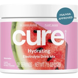 Cure Electrolyte Drink Mix Jar – Watermelon, 28 Servings, Vegan, No Sugar
