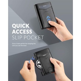 VULKIT Bifold Front Pocket Slim Wallet RFID Blocking Minimalist Thin Leather Credit Card Holder Wallet for Men and Women Cross Black