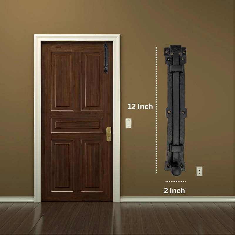 STALLION HARDWARE 12Inch Length Black Powder Coated Iron Surface Slide