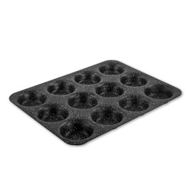 Scoville NEVERSTICK 12 Cup Cupcake Tray, Large Non-Stick Oven Tray, Baking Tray for Yorkshire Puddings, Small Muffins & Cupcakes, Toughened Aluminium, PFOA Free, Dishwasher Safe, Black