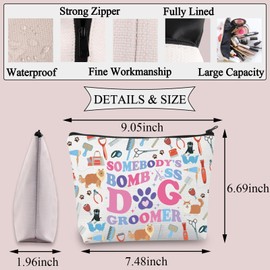 PLITI Dog Groomer Makeup Bag Dog Hairdresser Dog Grooming Gift Dog Salon Gift Somebody's Bomb Ass Dog Groomer Dog Lover Gift (Dog GroomerU)