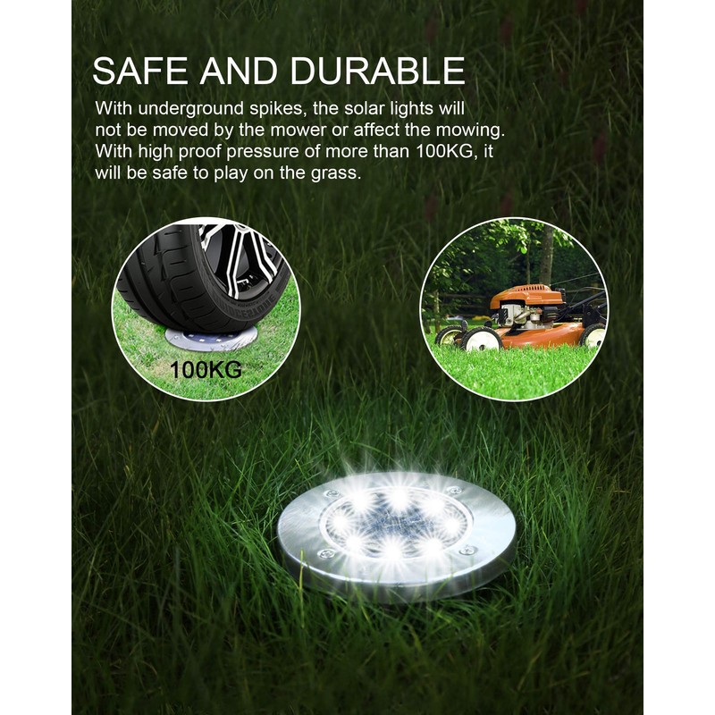 UFOND 12 Pack Solar Ground Lights，Outdoor Waterproof LED Gardenlight, Disklights
