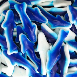 CrazyOutlet Baby Sharks Gummy Candy, Blue Raspberry Marshmallow Bulk Pack, 2 Lbs