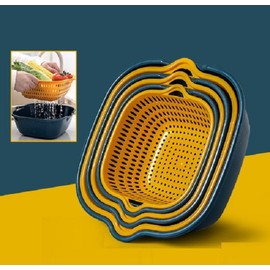 Drainage basket 8-piece set Multi-purpose washing basket mixed color 2ea