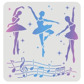 FINGERINSPIRE Ballerina Stencil 11.8x11.8inch Ballet Stencil Ballet Dancers Stencils for Painting Reusable Stencil of Ballerina for Painting on Wood, Tile, Paper, Fabric, Floor and Wall