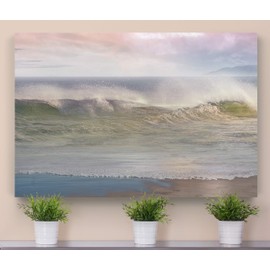 Renditions Gallery Landscape View Photographic Pictures Gallery Prints Décor Canvas Wall Art Decorations for Living Room Bedroom Kitchen Bathroom, 18x27, California Surf