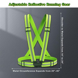 Oslynia 3 Pcs Reflective Vest, Green Safety Running Vest, Adjustable High Visibility Vests for Men Women, Lightweight Security Vests Running Gear for Night Walking, Jogging, Running, Cycling