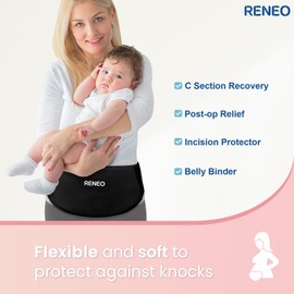 RENEO C Section Ice Pack for Post-Op, C Section Recovery Must Haves Belly Band, Postpartum Essentials Belly Binder with Hot and Cold Therapy, Protects from Knocks, Black