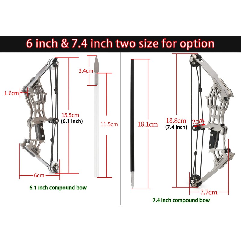 ZSHJGJR 6"/7.4"/7.9"/8.6" Compound Bow and Arrows Set for Target Shooting