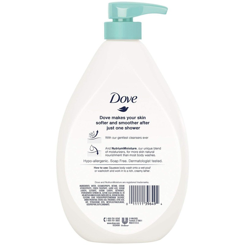 Dove Body Wash, Sensitive Skin Pump, 34 Ounce (Pack of