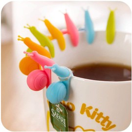 SOSUO 10pcs Cute Snail Shape Silicone Tea Bag Holder Cup Mug Candy Colors Gift Set