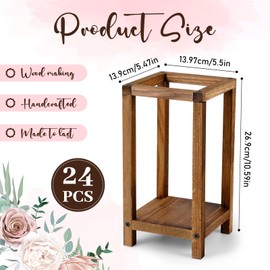 Soaoo 24 Pcs Wooden Candle Lantern Wedding Centerpiece for Table Rustic Wood Lantern Candle Holder Farmhouse Lantern for Wedding Party Baby Shower(Brown, 10.59 Inch High)