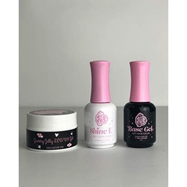 Exclusive Nail Couture Gummy Jelly LED/UV Diamonds Gel, Base Coat, Shine E Top Coat