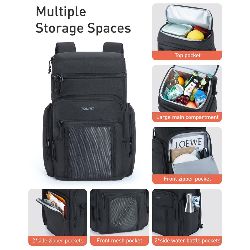 TOURIT Waterproof Cooler Backpack: 30 Cans Insulated Leakproof Portable Cooler