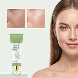 2PC Gel Exfoliante de Té Verde para Rostro Elimina células muertas, Limpia poros, Textura ligera, Fácil aplicación, Uso facial diario