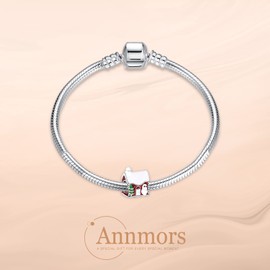 Annmors Charm Marry Christmas Pendant S925 Sterling Silver Bracelet Bead with Cubic Zirconia for European Bracelets Necklace, Mother's Day Jewellery Gift Christmas for Men and Women, Sterling Silver,