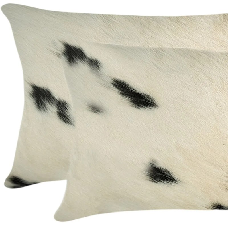Homeroots 12" X 20" X 5" White And Black Cowhide