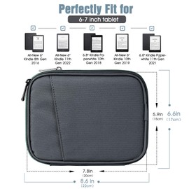 TiMOVO 6-7 Inch Tablet Sleeve for All-New Kindle 2022/10th Gen 2019 /Kindle Paperwhite 11th Gen 2021/Kindle Oasis E-Reader, Protective Case with Pocket for Kindle (8th Gen, 2016), Space Gray