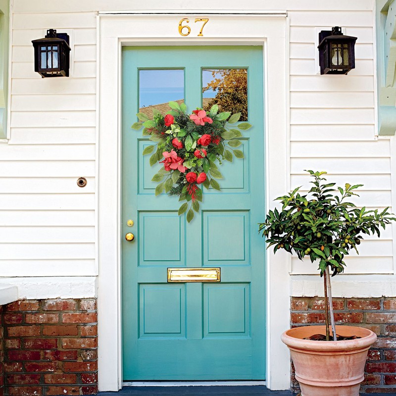 Red Tea Bud Hydrangea Upside down Tree PVC Green Plant