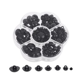 184 Pcs DIY Craft Mushroom Button Solid Eyes Mushroom Beads Black Round Buttons for Domed Sewing Animal Doll