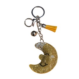 Popfizzy Bling Moon Keychain Accessories for Women and Girls, Rhinestone Keychains, Yellow Moon Purse Charms for Handbags