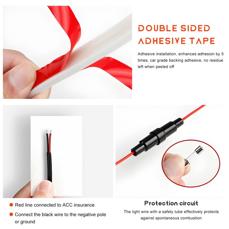 NYTKL Car Hood Light Strip, 59 Inches Flexible DRL Dynamic