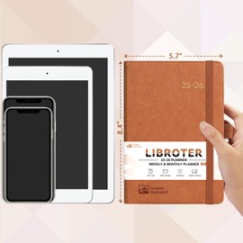 2025-2026 Planner - Academic Planner 2025-2026, 2025-2026 Weekly Monthly Planner, July 2025 - June 2026, 5.7'' x 8.4'', Thick Paper, Leather Cover, Pen Holder, Back Pocket, Perfect Daily Organizer - Brown